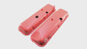 Steel OEM‑Style Short Valve Covers Fits 1965–1972 Big Block Chevy BBC 396‑427‑454 – Recessed Corner – 1–2 Holes – Orange (With Dripper Rails)