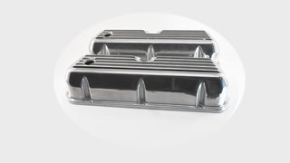 1962-85 FORD SMALL BLOCK 289-302-351W-5.0L TALL POLISHED ALUMINUM VALVE COVERS - FULL FINNED