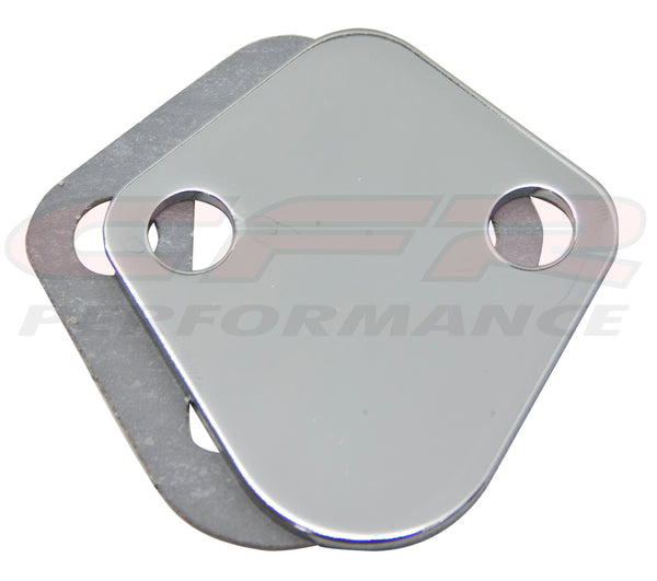 STEEL CHEVY BB 396-454 AND FORD FUEL PUMP BLOCK OFF PLATE - CHROME