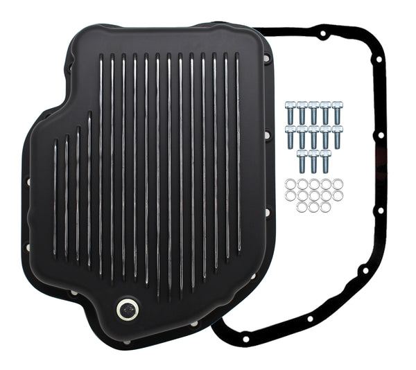 CHEVY-GM TURBO TH-400 ALUMINUM TRANSMISSION PAN KIT DEEP FINNED- BLACK