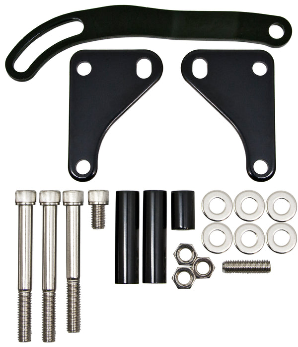 CHEVY SMALL BLOCK STEEL POWER STEERING BRACKET SET - EDP BLACK