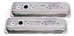 STEEL 1987-00 CHEVY-GMC 5.0L & 5.7L CENTER BOLT VALVE COVERS W- BOLTS - CHROME (BOTH SIDE ONE HOLE ONLY)
