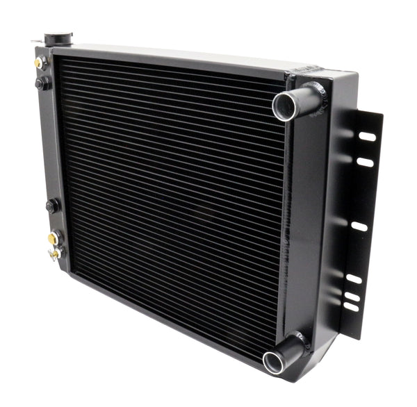 CFR 1959-72 CHEVY IMPALA-CHEVELLE-EL CAMINO-NOVA DIRECT FIT ALUMINUM RADIATOR W- AT COOLER - DIRECT REPLACEMENT FITS LS CONVERSION - BLACK