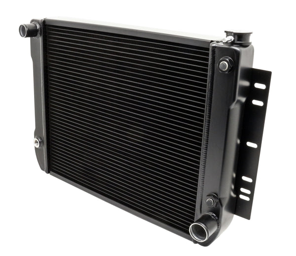 CFR 1959-72 CHEVY IMPALA-CHEVELLE-EL CAMINO-NOVA DIRECT FIT ALUMINUM RADIATOR W- AT COOLER - DIRECT REPLACEMENT -BLACK