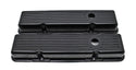 1958-86 CHEVY SMALL BLOCK 283-305-327-350-400 SHORT BLACK ALUMINUM VALVE COVERS - BALL MILLED