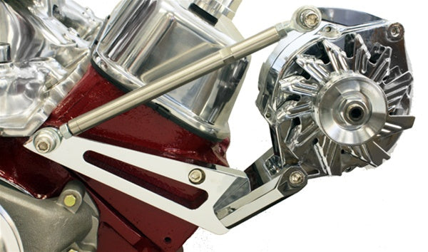 BBC BIG BLOCK CHEVY BILLET ALUMINUM ALTERNATOR BRACKET (SWP) - CHROME