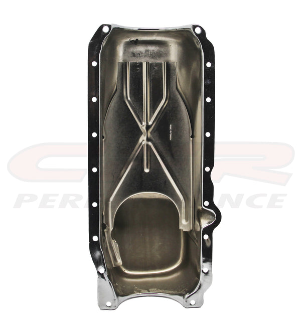 STEEL 1986-02 CHEVY SMALL BLOCK 305-327-350 STOCK CAPACITY OIL PAN - CHROME