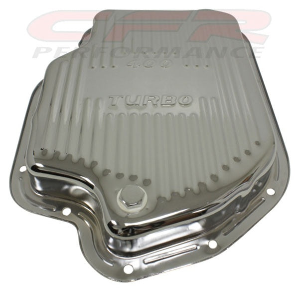 CHEVY-GM TURBO TH-400 STEEL TRANSMISSION PAN - CHROME