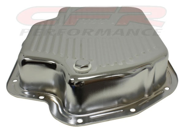 CHEVY-GM TURBO TH-400 STEEL TRANSMISSION PAN (DEEP SUMP) - CHROME