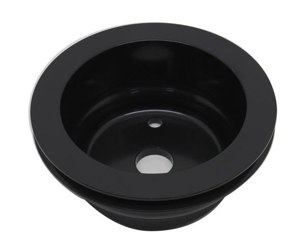 CHEVY SMALL BLOCK ALUMINUM CRANK PULLEY  - 1 GROOVE (LONG) - BLACK