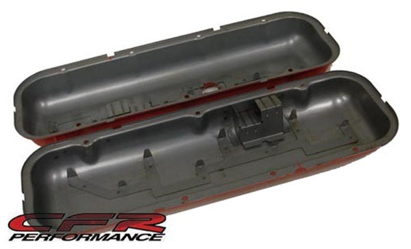 1965-72 CHEVY BIG BLOCK 396-427-454 SHORT OEM STYLE STEEL VALVE COVERS W/  DRIPPER RAILS ORANGE CFR Performance