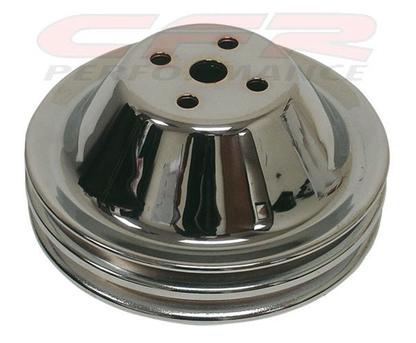 CFR Big Block Chevy Crank Pulley - 2 Groove Black Steel For 396-454 Engines With Short Water Pump