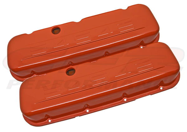 Assault Racing Products Tall Orange Steel Valve Covers For Big Block Chevy 454, 396, 427