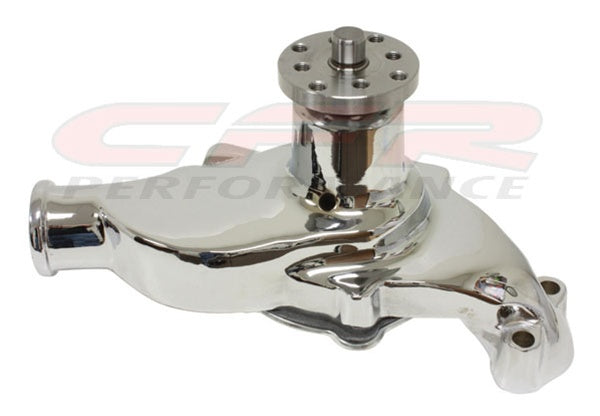 1955-78 CHEVY SMALL BLOCK ALUMINUM HIGH VOLUME SHORT WATER PUMP - CHROME